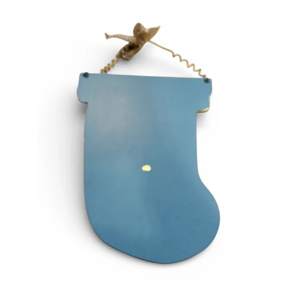 Christmas Winter Blessings Decorative‎ Wooden Stocking Wall Hanging With Bear